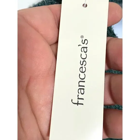 Francescas Harper Heritage Green Sweater Dress L Surplice Open Back Bow Boho NWT - Picture 6 of 10